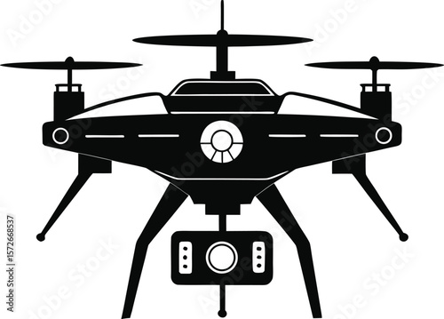 Floating AI Command Drone with HUD Vector Black