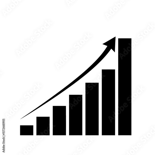 Black bar graph showing an increasing trend with arrow pointing up