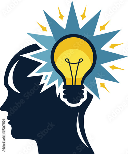 head silhouette with lightbulb explosion creative