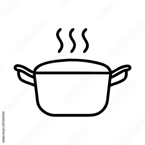 Cooking Pot Icon Line Art Minimal Kitchen Food Symbol