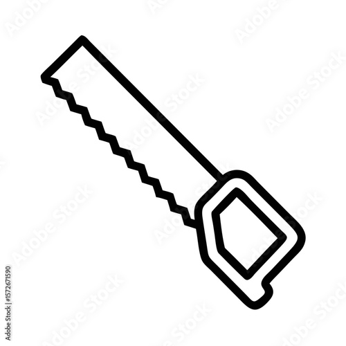 Minimal Line Icon of Hand Saw for Woodwork and Carpentry Tools