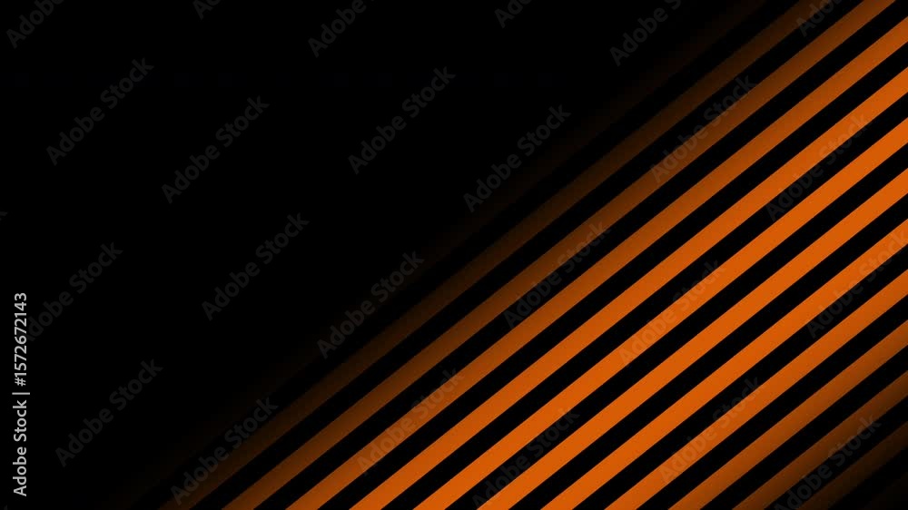 Looping Video of Moving Orange Stripes in the Bottom-Right Corner on Black Background