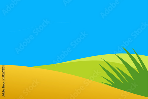 Windswept Grassy Plateau Under A Vast Clear Blue Sky
