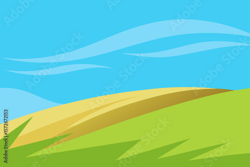 Windswept Grassy Plateau Under A Vast Clear Blue Sky