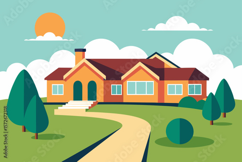 Spacious Suburban Ranch Style Home With Garden Pathway