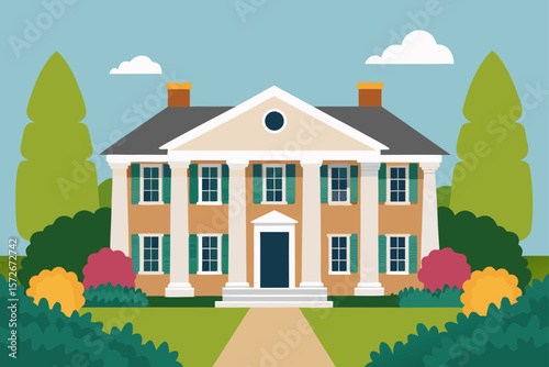 Grand Colonial Mansion Architectural Design & Landscaping