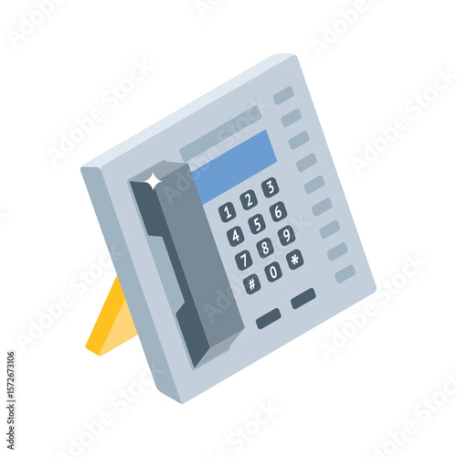 Grab this isometric icon of vintage landline phone device