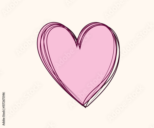 A charming pink valentine heart illustration on a white background, symbolizing love and romance