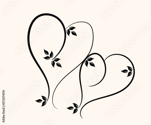 Two red hearts, a romantic symbol of love and togetherness, illustrate a couple's special wedding day design