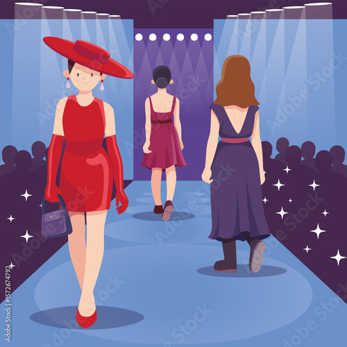 hand drawn fashion show runway vector design 