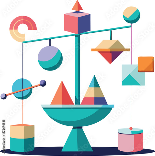 Surreal Floating Shapes and Elements Abstract Layout