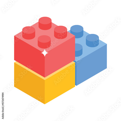 Visually engaging isometric icon of kids learning toy blocks