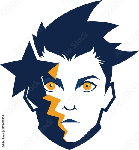Torn Face Revealing Stars Inside White Clear Background