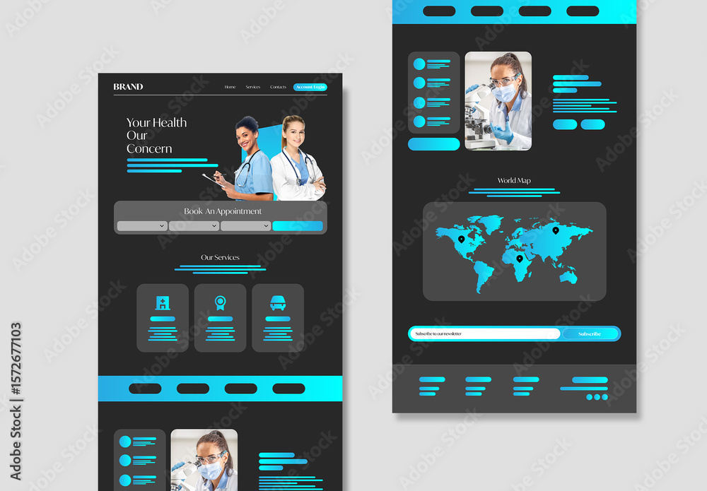 Medical Healthcare Landing Page Wireframe UX Layout Stock Template ...