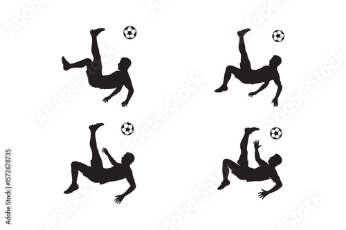 Soccer Freestyle Player Silhouette Vector Set