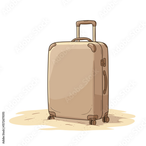 Moka mousse suitcase - isolated vector illustration, summer travel concept, modern minimal style on white background