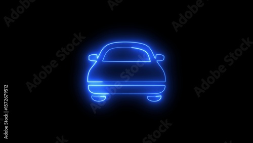  Parking location car shape stroke icon. Glowing neon car icon 