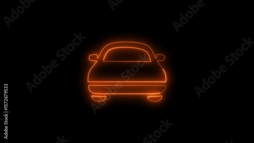  Parking location car shape stroke icon. Glowing neon car icon 