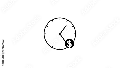  Abstract new wall clock icon. Clock Counting Down 24 Hour day fast speed. Glowing clock icon