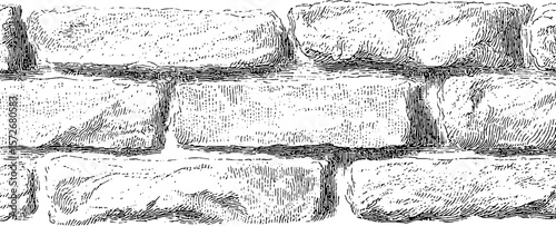 Vintage hand drawn engraving of brick wall texture for retro design