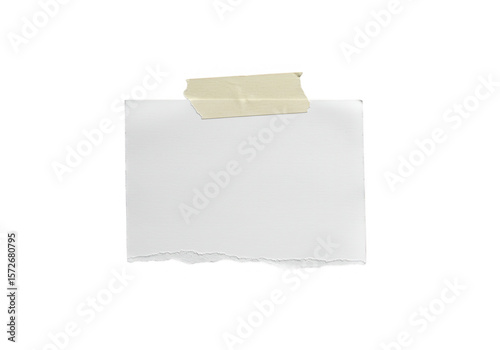 A blank white paper note is taped to a transparent background, ready for your message