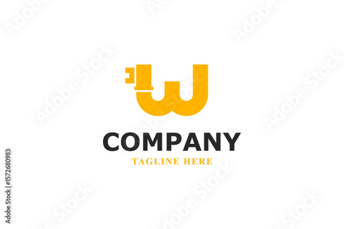 letter w minimal key logo