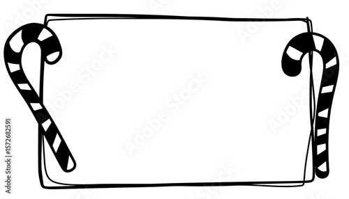Silhouette of candy cane border, festive Christmas holiday theme
