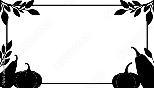 Thanksgiving frame silhouette with roasted vegetables, seasonal holiday copyspace