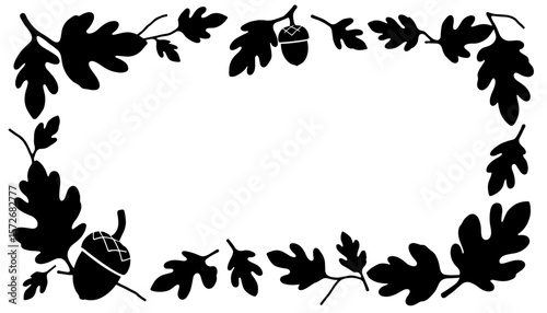Thanksgiving silhouette frame with acorn and oak leaf details, seasonal decoration