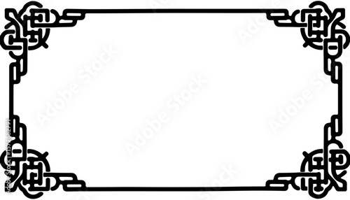 Chinese knot pattern frame, black and white decorative border for Chinese New Year