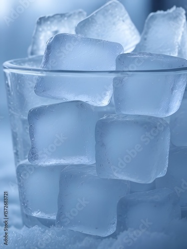 Frosty Ice Cubes Texture with Chilly Winter Crystal Design