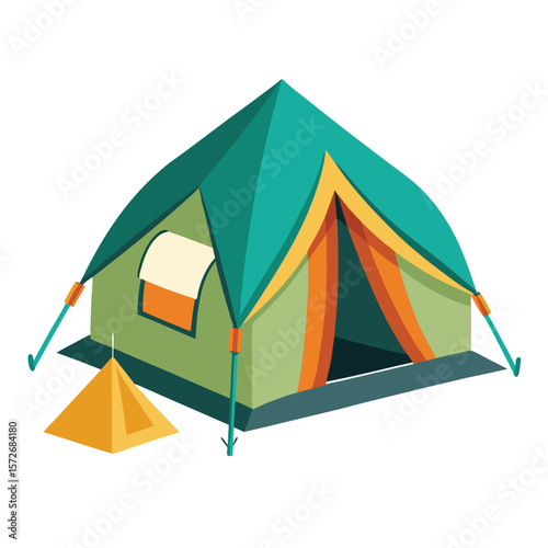 A simple camping tent set up, symbolizing adventure, the great outdoors, and a relaxing journey.