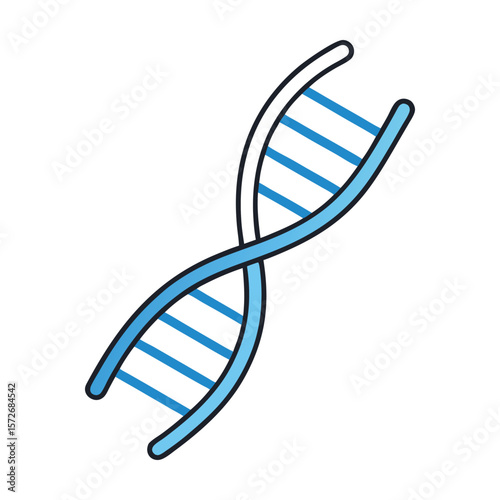 A blue double helix dna strand symbolizes genetics