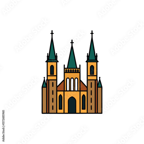 A charming illustration of a classic church
