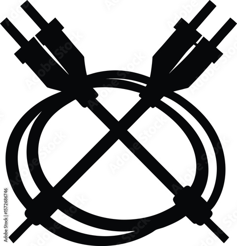 cable tie vector black silhouette illustration on white