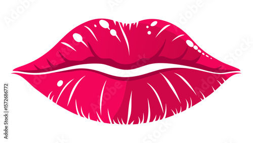 Red-Pink Lipstick Kiss Print – Vibrant Textured Lip Imprint on White Background