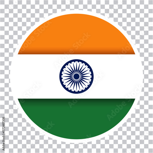 Flag of India. India circle flag logo icon computer vector illustration design, Indian flag. Flat vector, Round India flag icon
