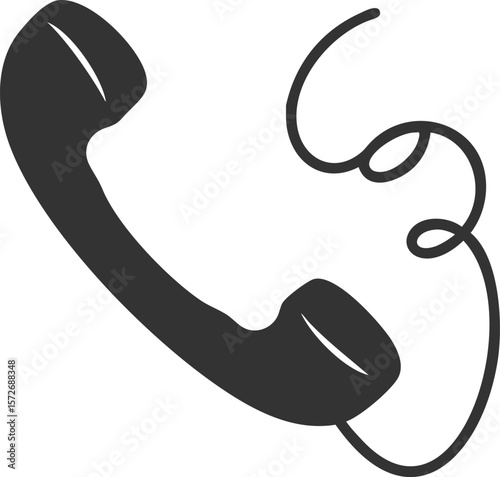 A classic telephone receiver with a curly cord, symbolizing communication, nostalgia, and a vintage style.
