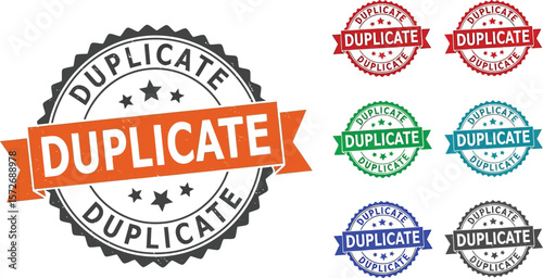 Duplicate stamp vector set, duplicate label design, duplicate seal graphic