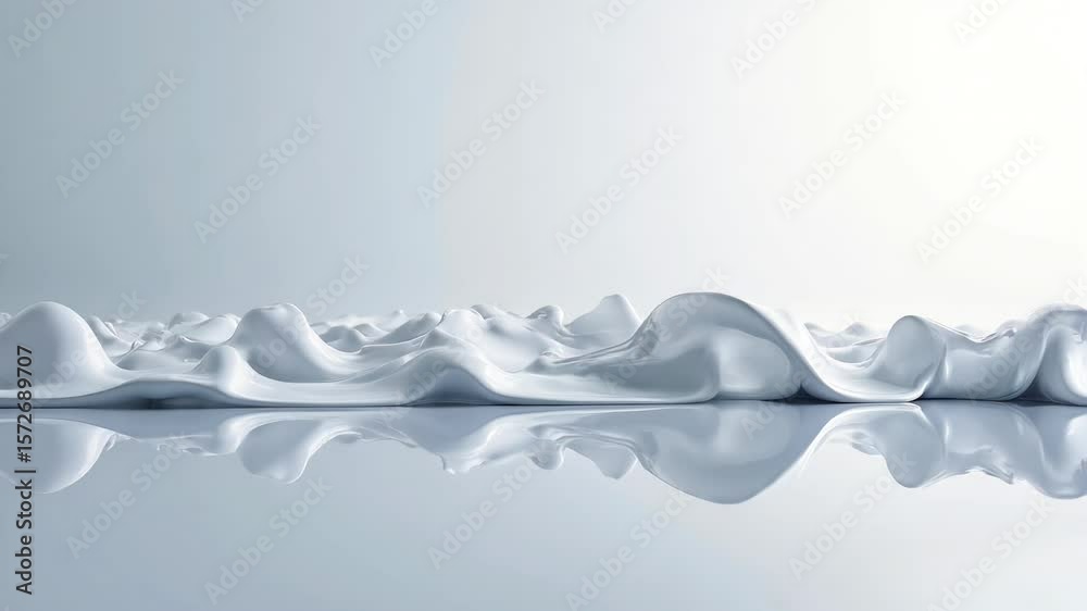 Dynamic fluid shapes undulating in slow motion form smooth, glossy surface.