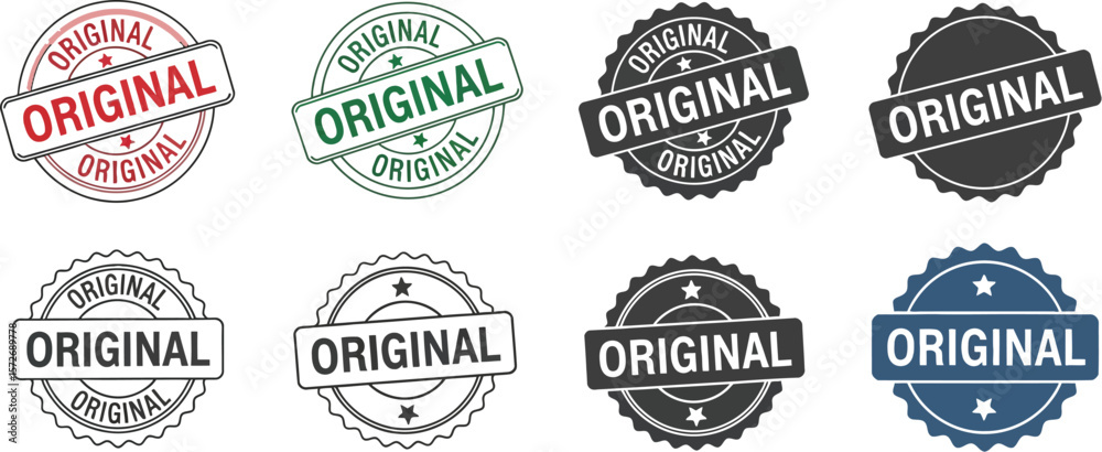 Obraz premium Original stamp vector set authentic product seal design elements graphic