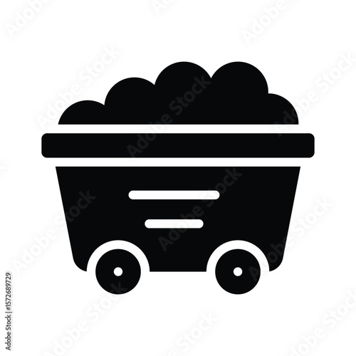 This glyph icon portrays a mine cart filled with ore