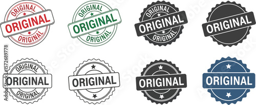Original stamp vector set authentic product seal design elements graphic