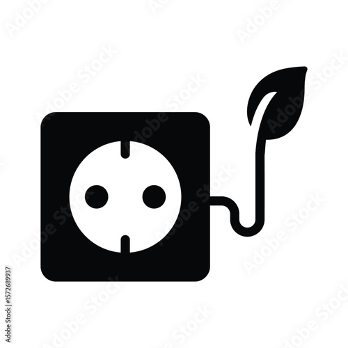 Presenting a glyph icon depicting green energy outlet