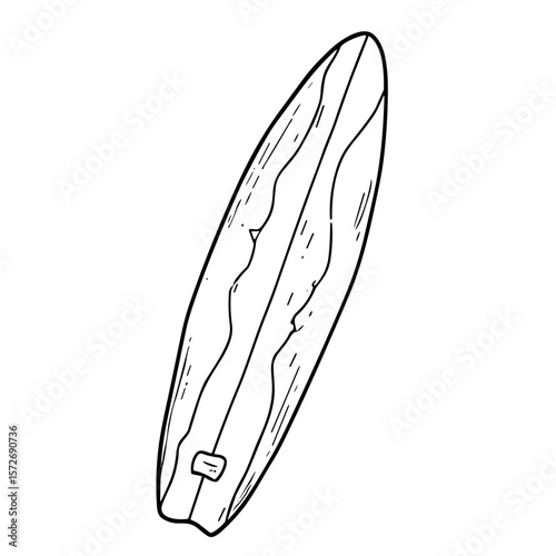 Doodle sketch vector illustration of a surfboard on transparent background for beach and surfing design