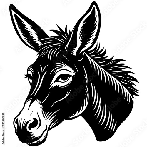 Donkey Black and White Silhouette Vector