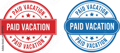 Paid vacation stamps vector graphic for company benefit and employee reward