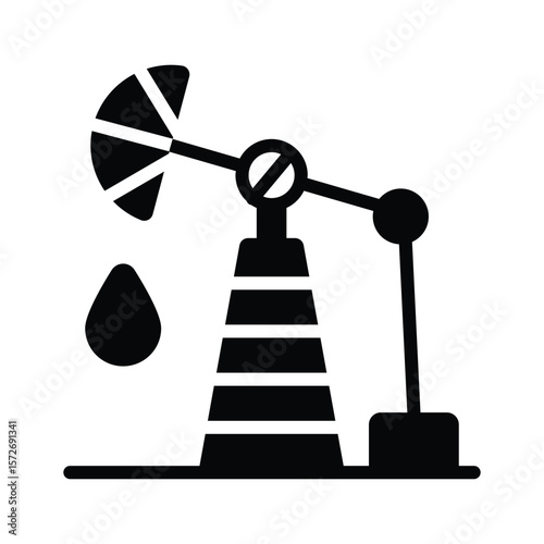A trendy glyph icon showing oil rig resource extraction