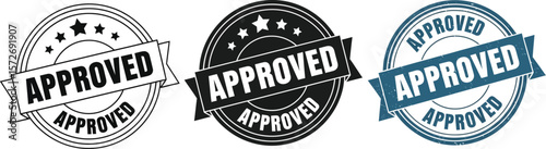 Approved stamp vector set: quality assurance, certified, and validated seals