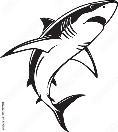 Dynamic vector image of a shark jumping above the ocean surface